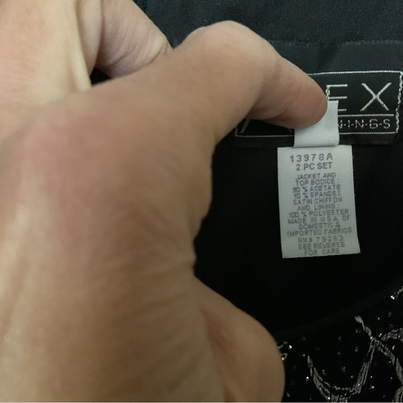 Alex Evenings 2pc Black Gown w/Silver Sparkle & Chiffon Accents Women’s Size10 - Picture 11 of 15